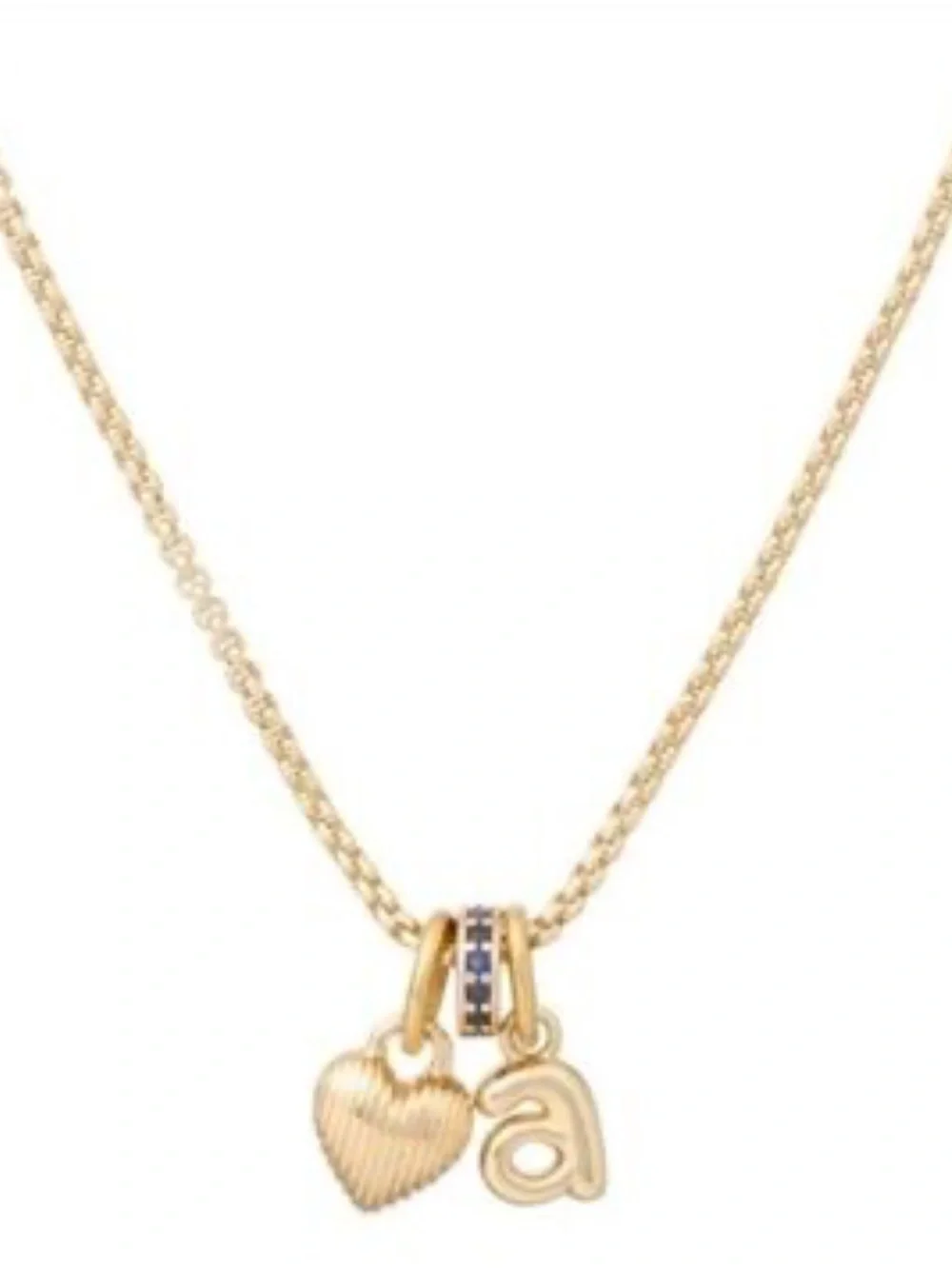 NWOT Roxanne Assoulin Gold Puffy Heart and 'A' Initial Charm Necklace